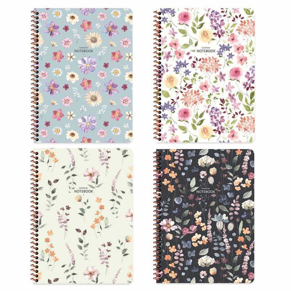Keskin Color Defter Karton Kp.Spr.Çiçek 16,5x22,5 80 YP Kar.