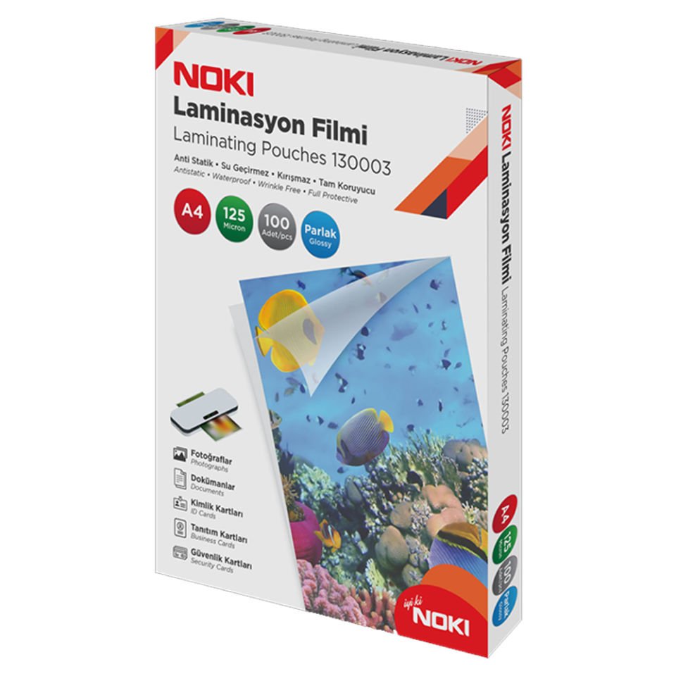 Noki Laminasyon Filmi Parlak 125 Mic A4 100 Lü 130003