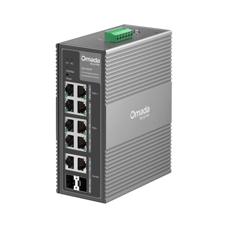 Omada TP-Link IES210GPP 10 Port Gigabit Endüstriyel Yönetilen Switch, 6-Port PoE+ and 2-Port PoE++